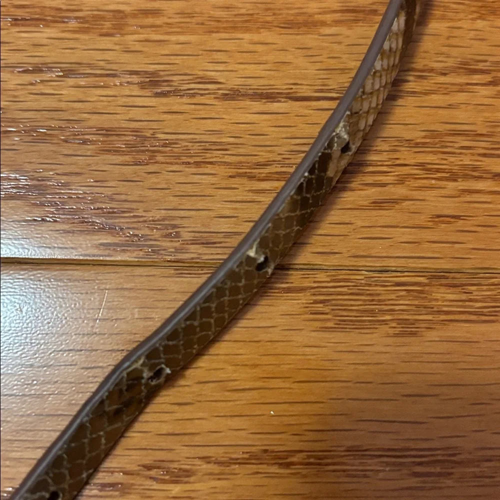 Ann Taylor Reversible Snake Print Belt Small Brown Waist Skinny Thin Tan Silver